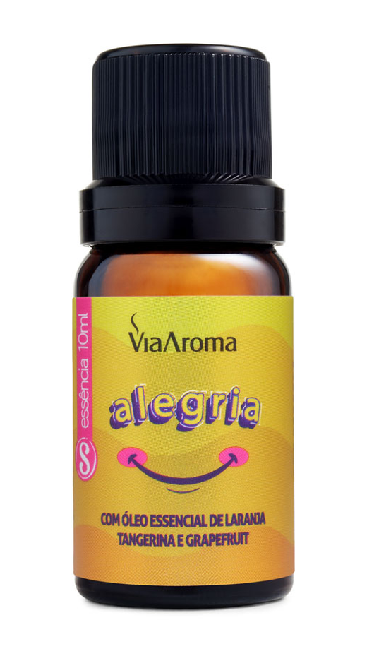 Embalagem de Essência 10ml Clássica Alegria, da marca Via Aroma