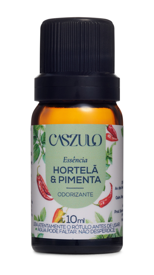 Embalagem de Essência Caszulo 10ml Hortelã e Pimenta, da marca Via Aroma