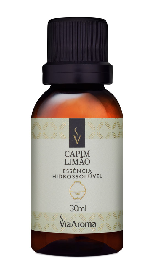Embalagem de Essência Hidrossolúvel 30ml Capim Limão, da marca Via Aroma