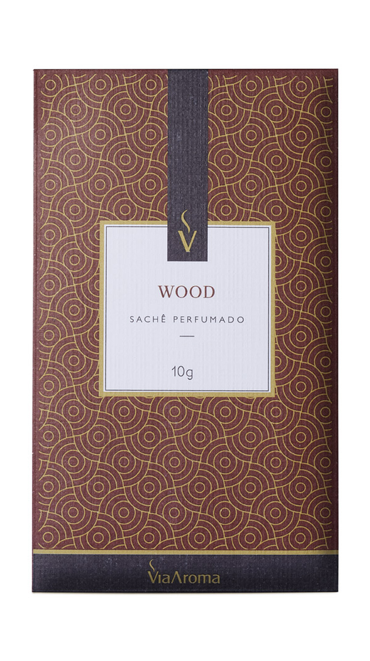 Embalagem de Sachê 10g Clássica Wood, da marca Via Aroma