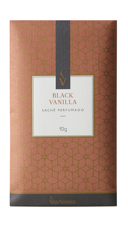 Embalagem de Sachê 10g Clássica Black Vanilla, da marca Via Aroma